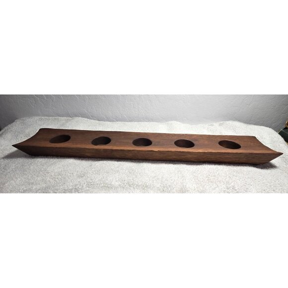 Wooden 5-Slot Tea Light Candle Shot Glass Holder Rectangular Made in Thailand - Picture 3 of 10